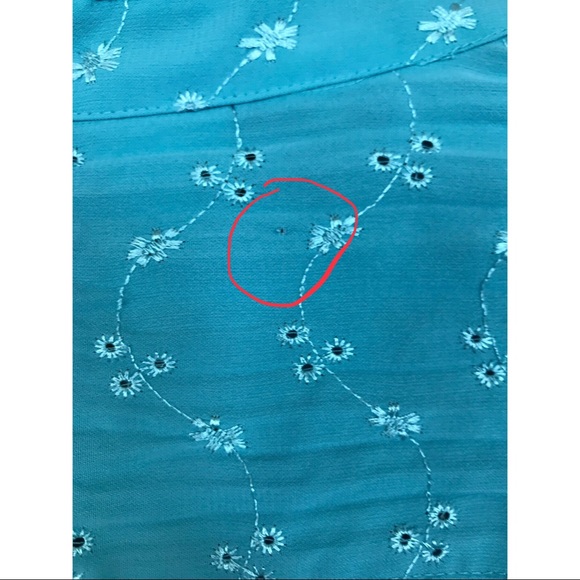 East 5th Women’s Teal Button Down Short Sleeve Top MP - Picture 7 of 7